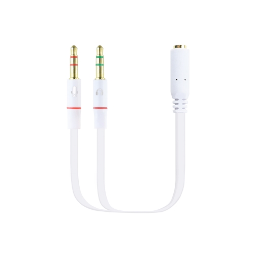 [118077] Nanocable - Cable Adaptador Audio Jack 3.5/H de 4 Pines a 2 Jack 3.5/M de 3 Pines - 20cm - Blanco