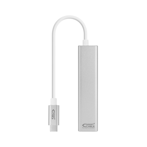 [118506] Nanocable - Conversor USB-C a Ethernet Gigabit + 3xUSB 3.0 - Plata - 15 cm