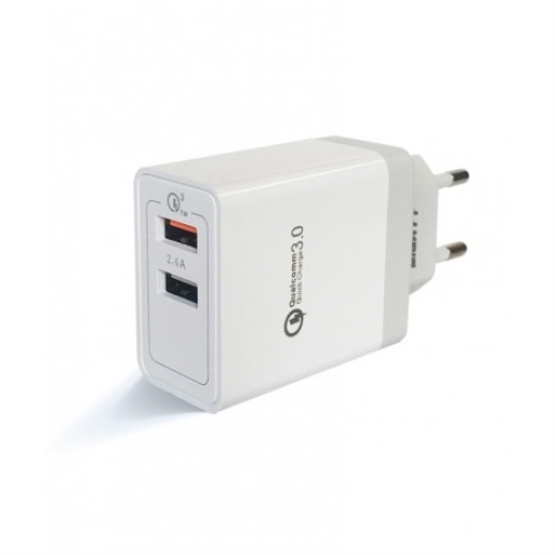 [119075] Eightt - Cargador USB Qualcoom 3.0 18W para smartphone y tablet 2 puertos (5V 3A, 9V 2A, 12V 1,5A)