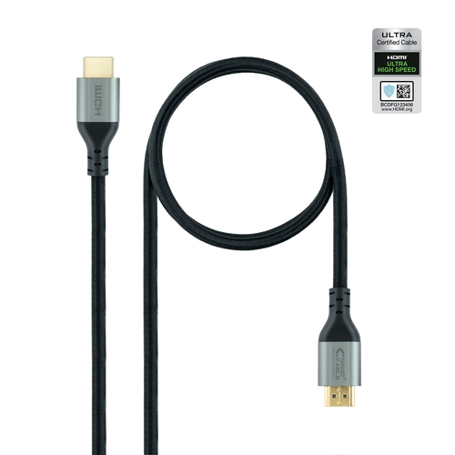 [122299] Nanocable - Cable HDMI 2.1 Certificado Ultra HS M-M - Negro - 2 M - Conector de aluminio de alta calidad blindado en oro