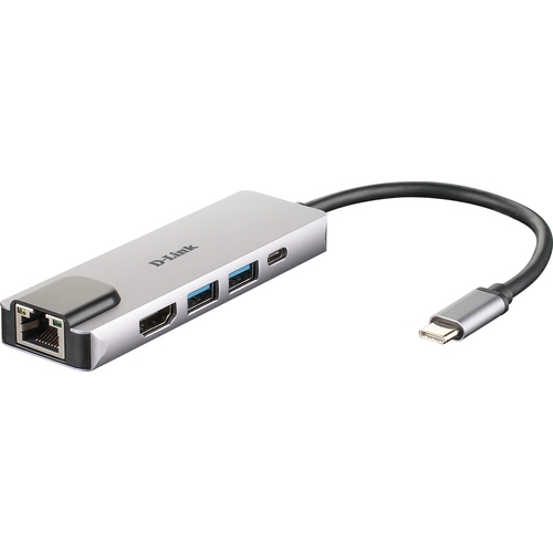[122419] Hub USB 3.0 Tipo-C D-Link DUB-M520/ 2 Puertos USB/ 1 HDMI/ 1 RJ45/ 1 Thunderbolt/ Gris