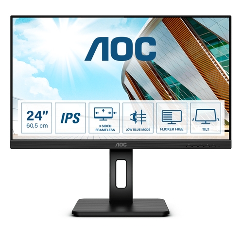 [122431] AOC Monitor 24P2Q 61cm/24" (1920x1080) 16:9 4ms HDMI DVI VGA DisplayPort VESA Pivot Speaker Full HD Black