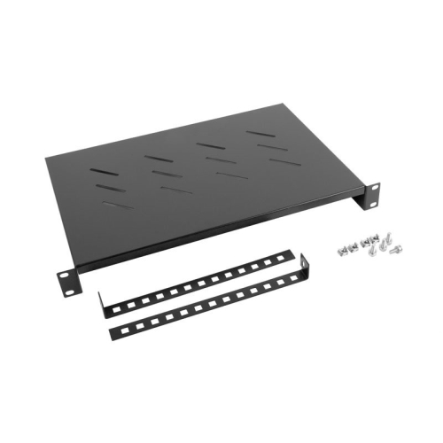 [122520] Phasak - Bandeja Frontal 19" Fija 1U De 483x300mm - Negro con adaptadores 4 puntos fijación.