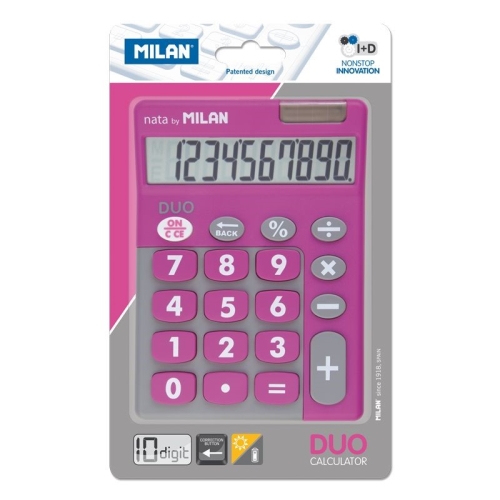 [122904] MILAN CALCULADORA TOUCH DUO 10 DIGITOS DUAL BLISTER ROSA