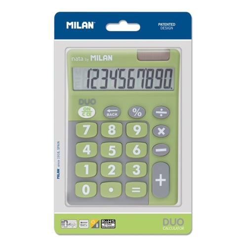 [122905] MILAN CALCULADORA DUO 10 DIGITOS DUAL BLISTER VERDE