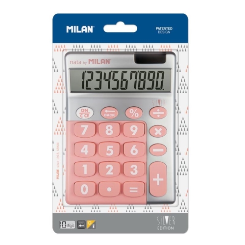 [122911] MILAN CALCULADORA ROSA SILVER 10 DIGITOS DUAL BLISTER