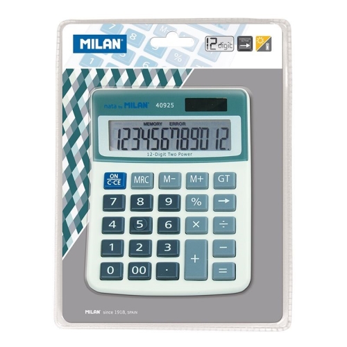 [122923] MILAN CALCULADORA AZUL 12 DIGITOS DUAL BLISTER