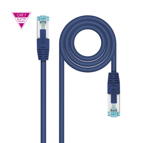 [123339] Cable de Red Latiguillo Cat.7 600MHZ LSZH SFTP PIMF AWG26, Azul, 25 cm