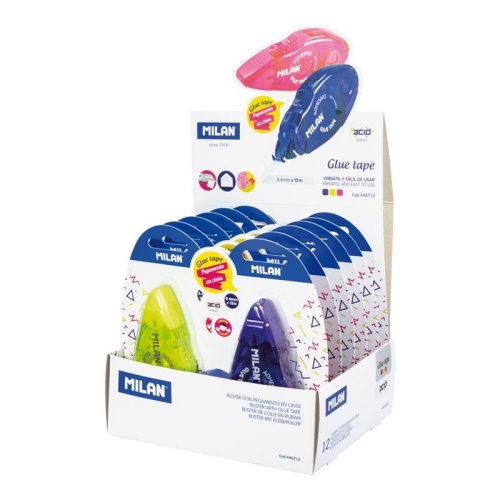 [122925] MILAN PEGAMENTO EN CINTA 8,4MM X 12M COLORES SURTIDOS BLISTER - EXPOSITOR 12U