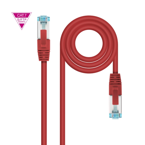 [123350] Cable de Red Latiguillo Cat.7 600MHZ LSZH SFTP PIMF AWG26, Rojo, 50 cm