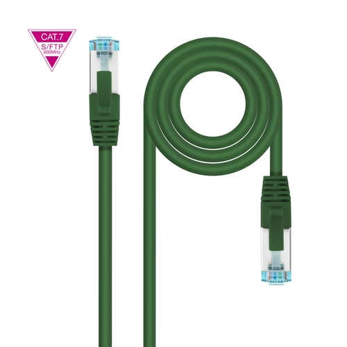 [123340] Cable de Red Latiguillo Cat.7 600MHZ LSZH SFTP PIMF AWG26, Verde, 25 cm