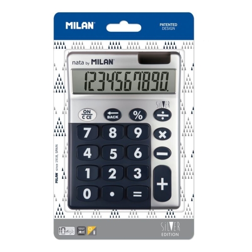 [122910] MILAN CALCULADORA AZUL SILVER 10 DIGITOS DUAL BLISTER