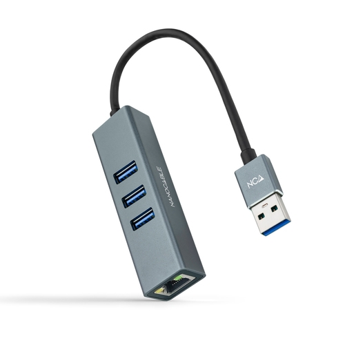 [123369] CONVERSOR USB3.0 ETHERNET GB+3xUSB3.0 GRIS 15 CM