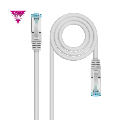 [123351] Cable de Red Latiguillo Cat.7 600MHZ LSZH SFTP PIMF AWG26, Blanco, 50 cm