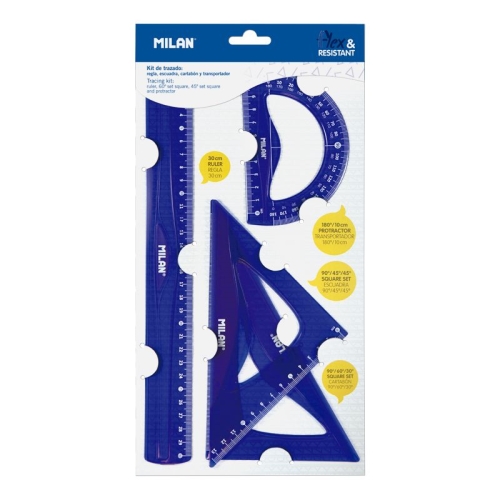 [123429] MILAN KIT DE 4 REGLAS FLEX&RESISTANT AZUL TRANSLUCIDO