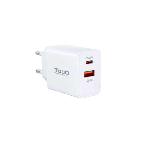 [123462] CARGADOR PARED USB-C/PD 20W, USB-A/QC 18W, BLANCO