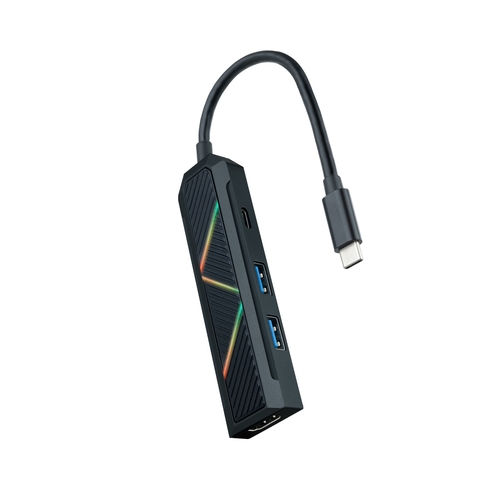 [123449] Nanocable - Docking Station - Entrada USB-C - 2 x USB-A 3.1 - 1 x USB-C Power delivery 100W carga - HDMI hasta 4K 30hz - Leds de iluminación - Cable 15 cm - Win/Mac/Android/Linux