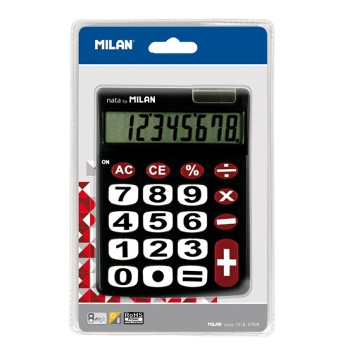 [122909] MILAN CALCULADORA NEGRO 8 DIGITOS DUAL BLISTER