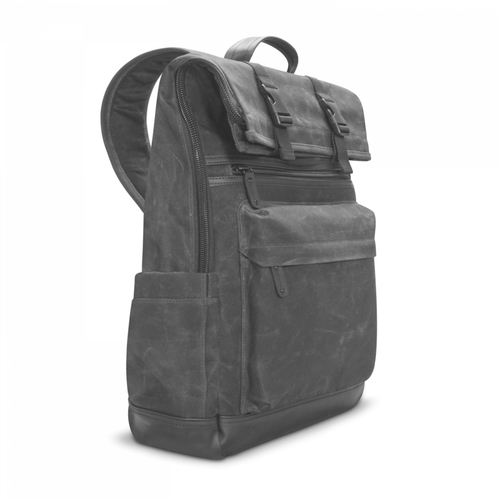 [123741] V7 Mochila élite CBXT16-CANVAS - Para potátil de hasta 15.6" - Diseño Rolltop de acceso rápido - Negro - Parte inferior resistente al agua - Resistente a la humedad - Algodón y lona encerada