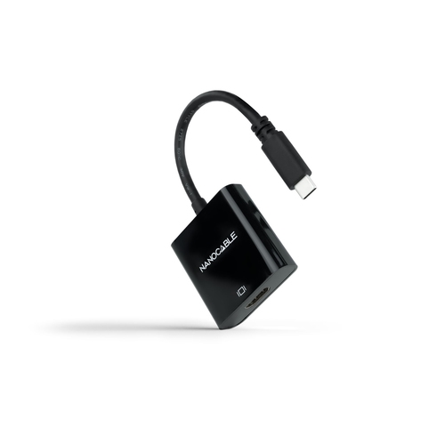 [124591] Nanocable - Conversor USB-C a HDMI 4K, 15 cm, USB-C/M-HDMI/H, Color Negro, 15 cm