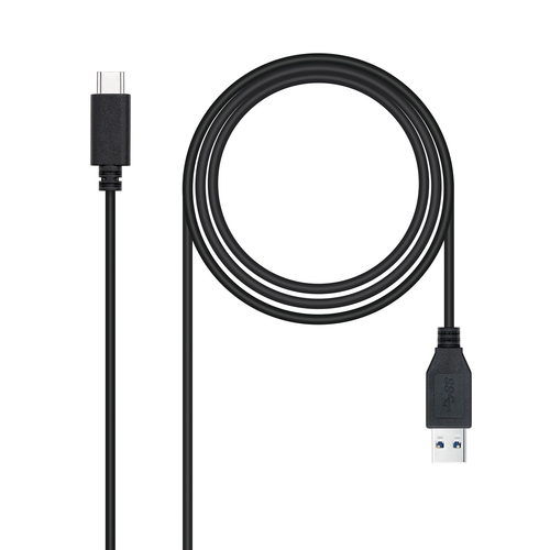 [124538] Nanocable - Cable USB 3.1, Gen2 10 Gbps 3A, tipo USB-C/M-A/M, Negro, 2 m