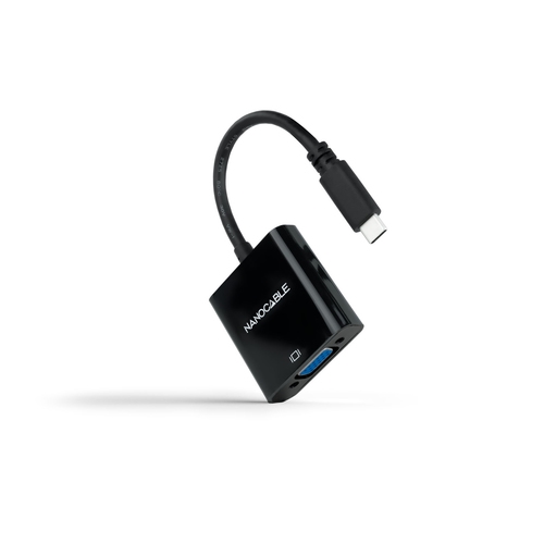[124590] Nanocable - Conversor USB-C a VGA, USB-C/M-VGA/H, Plástico, Color Negro, 10 cm
