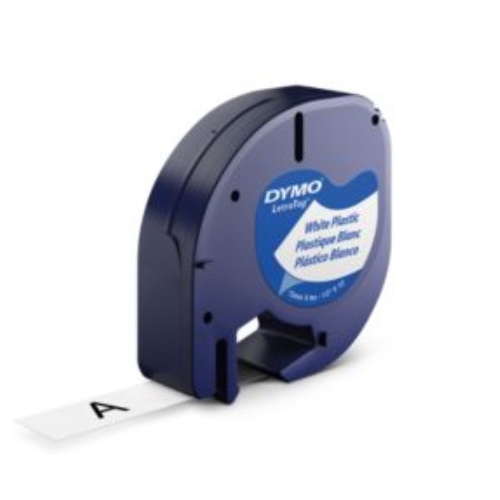 [125216] DYMO Cinta 12mmx4mt -Negro/Blanco perla para maquina letratag 91201