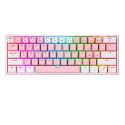 [125310] Redragon - FIZZ PRO Teclado Mecanico Gaming Inalámbrico RGB Rosa/Blanco REACONDICIONADO