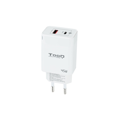[125068] TooQ - CARGADOR DE PARED GaN USB-C/PD + USB-A/QC 45W