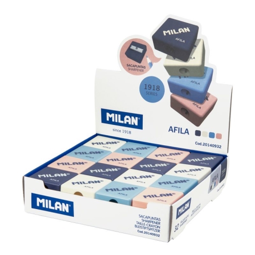 [124672] MILAN CAJA EXPOSITORA 32 SACAPUNTAS AFILA SERIE 1918. VARIOS COLORES