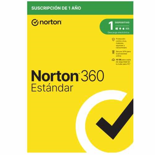 [125050] Norton 360 Standard - Antivirus - 10GB almacenamiento - 1 usuario - 1 dispositivo - 12 meses - ESD licencia electrónica