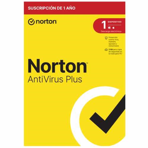 [125326] Norton Antivirus - 2GB almacenamiento - 1 usuario - 1 dispositivos - 12 meses - Firewall - Gestor contraseñas - ESD licencia electrónica