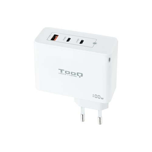 [126014] Cargador de Pared TooQ TQWC-GANQC2PD100W/ 2xUSB Tipo-C/ 1xUSB/ 100W