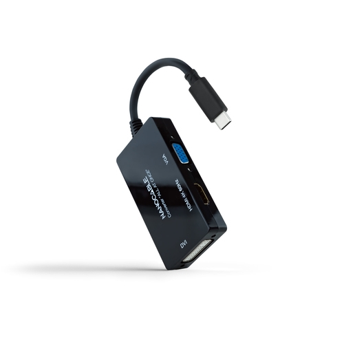[125483] CONVERSOR USB-C/M A HDMI/H, DVI/H, VGA/H NEGRO