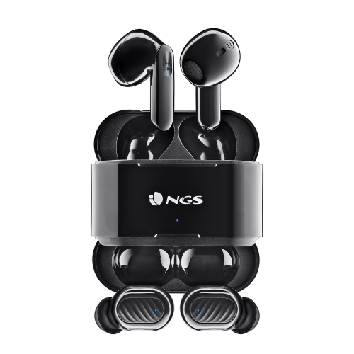 [125610] NGS Artica Duo Pack de 2 Pares de Auriculares Bluetooth 5.1 TWS - Manos Libres - Autonomia hasta 5h - Controles Tactiles - Estuche de Carga