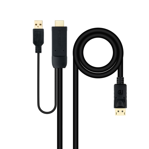 [125490] CABLE CONVERSOR HDMI A DP, HDMI/M-DP/M NEGRO 1.8 M