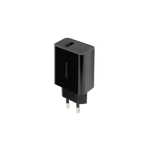 [126013] Cargador de Pared Nanocable 10.10.2004/ 1xUSB/ 2.1A/ Negro