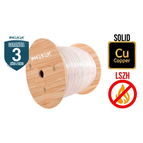 [127131] Bobina de cable PHASAK S/FTP Cat. 6A Sólido CU 23AWG LSZH 305m