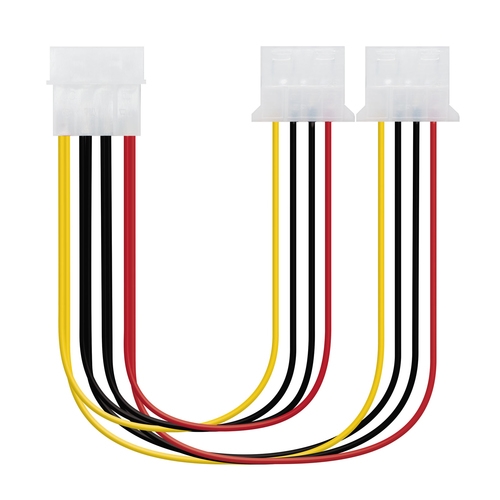 [127208] Nanocable - Cable alimentación Molex - 4 pin-M  a 2 x 4-pin hembra - 20cm
