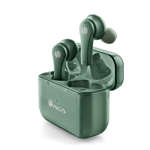 [127009] NGS Artica Bloom Green Auriculares Intrauditivos Bluetooth 5.1 TWS - Manos Libres - Asistente de Voz - Autonomia hasta 7h - Base de Carga - Color Verde