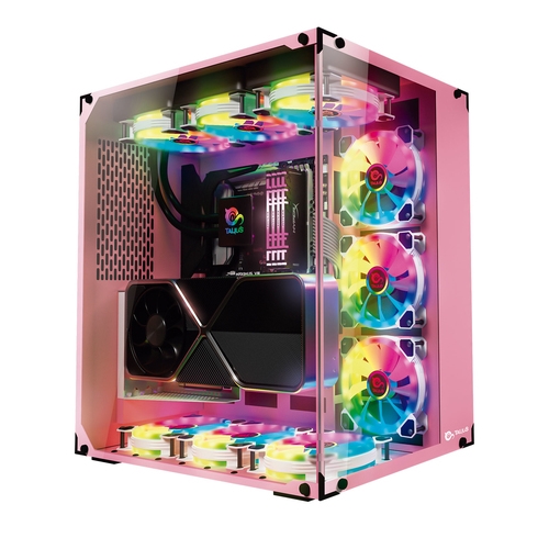 [127356] Talius Cronos - ATX - Black RGB Cristal Templado USB 3.0 - Rosa