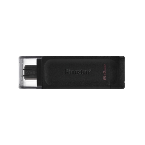 [127598] Kingston - DataTraveler 70 Memoria USB 64GB - USB-C 3.2 Gen 1 - Con Tapa - Enganche para Llavero - Color Negro