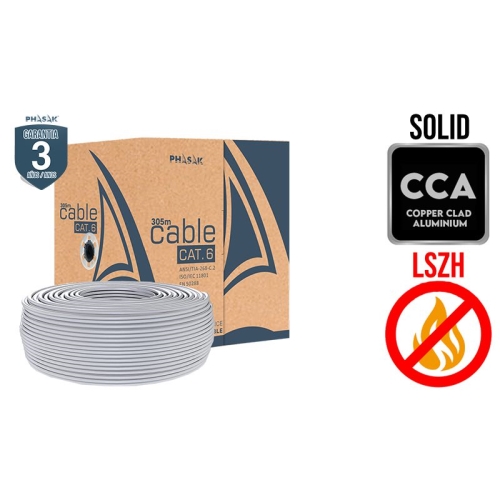 [127129] Bobina de cable PHASAK UTP Cat. 6 CCA Sólido AWG23 LSZH 305m