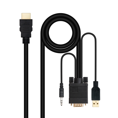 [128294] CABLE CONVERSOR HDMI A VGA+JACK3.5+USB-A 1.8 M