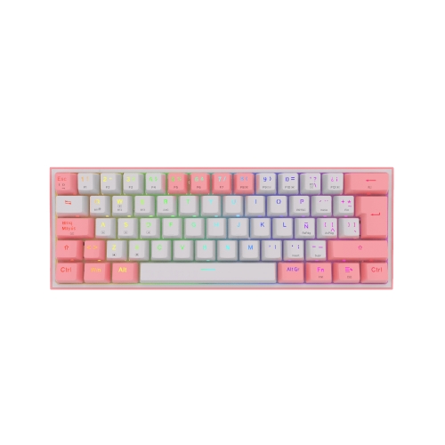 [128401] Redragon - FIZZ PRO Teclado Mecanico Gaming Inalámbrico RGB Español LA Blanco/Rosa