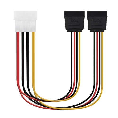 [128305] CABLE SATA ALIM. 5.25(MOLEX 4PIN)/M-2xSATA/H 20 CM
