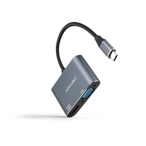 [128297] CONVERSOR USB-C/M A HDMI/H-VGA/H 4K GRIS 15 CM