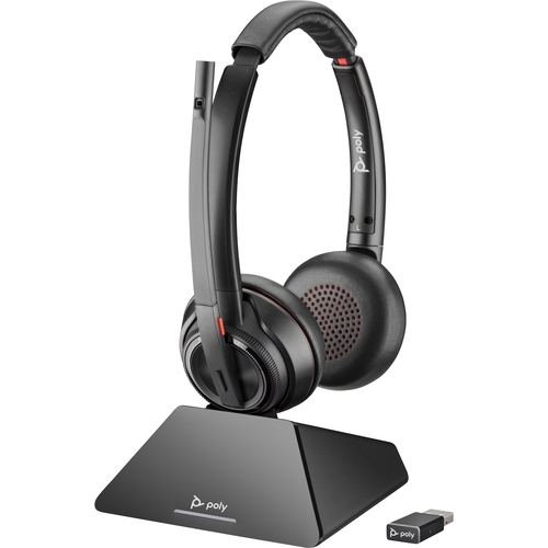 [129320] Poly Auriculares Plantronics Savi 8220 Inalámbrico De Diadema Estéreo - Biauricular - Supra-aural - 18000 cm - DECT 6.0 - 32 Ohm - 20 Hz a 20 kHz - Cancelación de ruido Micrófono