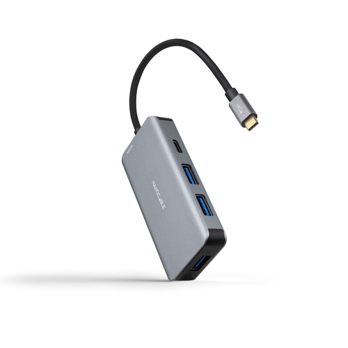 [129787] HUB USB-C 3xUSB3.0+USB-C+USB-C PD 100W GRIS 15 CM