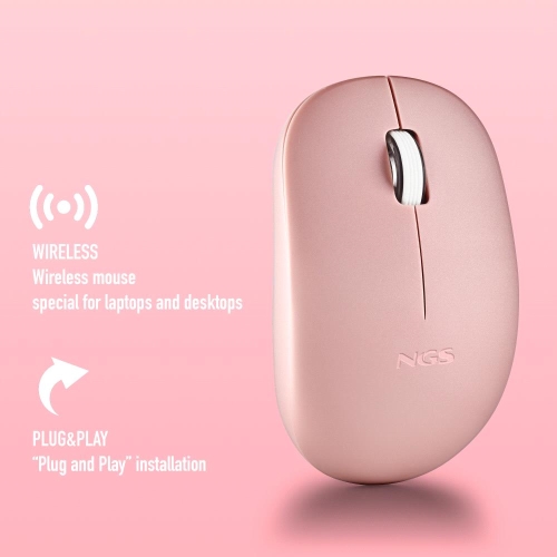 [130143] NGS - Ratón Inalámbrico Fog Pro Rosa - Hasta 1000 DPI